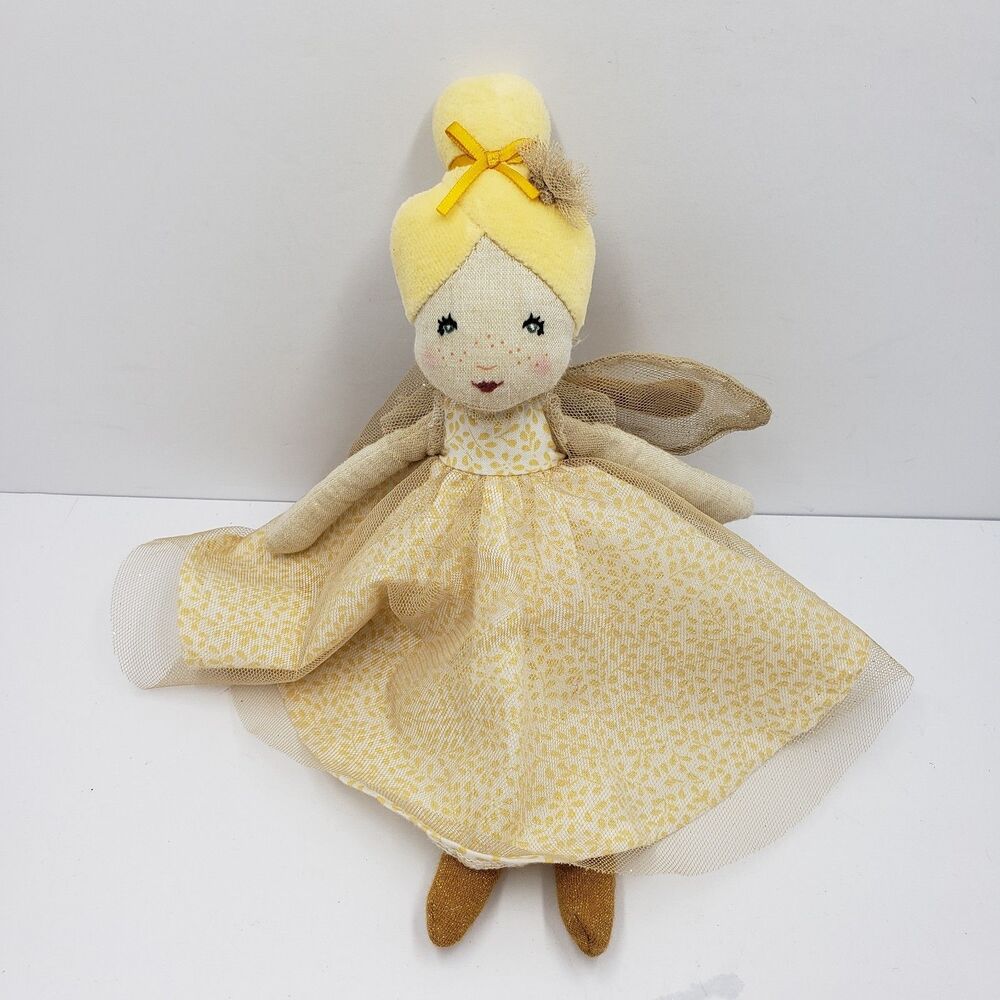 Moulin Roty Yellow Fairy Doll Plush Linen Stuffed Magic Princess Les Coquettes